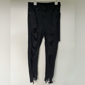 American Eagle Outfitters Black Ripped Straight Skinny Jeans